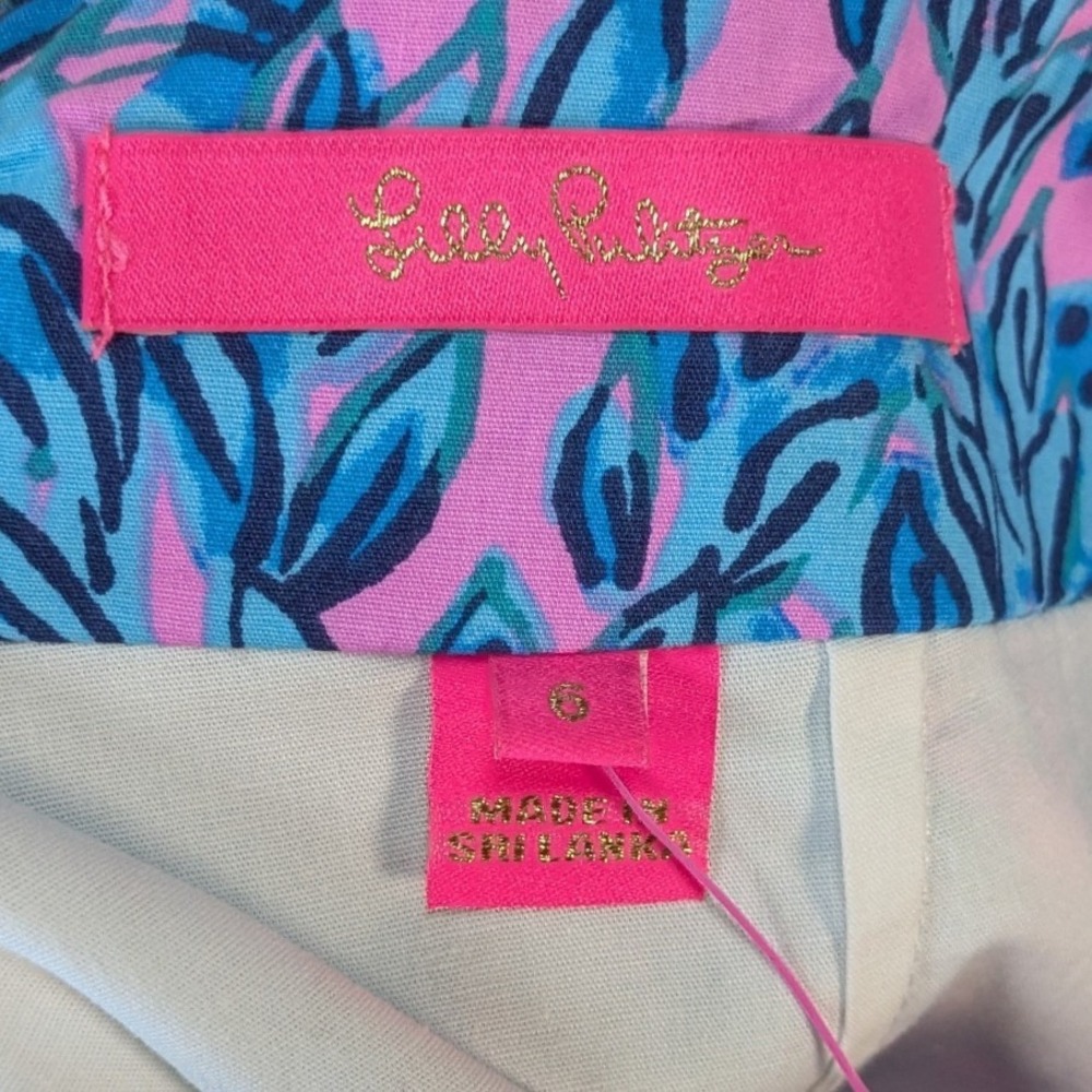 Lilly Pulitzer Abbott Skort You Grow Girl Bermuda Blue Pink Floral Leopard 6 NEW - Picture 2 of 10